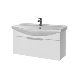 Тумба Dreja LAGUNA, 105 см, 1 ящик, белый глянец и раковина Лагуна 105 см, 99.0104 + 191683 - фото, отзывы, цена